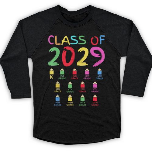 Class Of 2029 Senior Class 2029 Idea Graduation Grow With Me Baseball Raglan Shirt - Best Gift Smart
