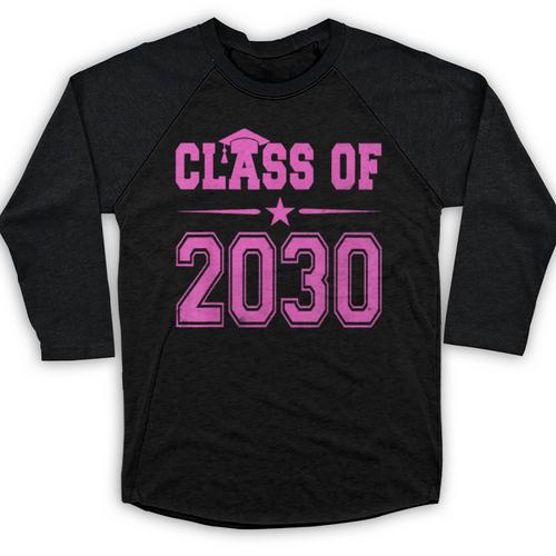 Class Of 2030 Pink Girls Shirt Graduation Baseball Raglan Shirt - Best Gift Smart
