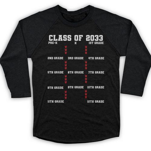 Class Of 2033 Graduation With Space For Hand Prints Baseball Raglan Shirt - Best Gift Smart