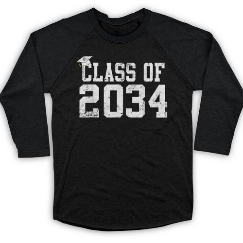 Class Of 2034 Grow With Me First Day Of School Graduation Baseball Raglan Shirt - Best Gift Smart