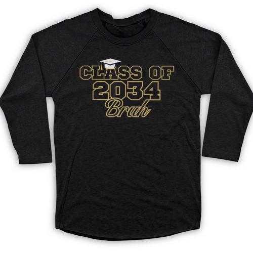 Class Of 2034 Senior 2034 Graduation Bruh Baseball Raglan Shirt - Best Gift Smart