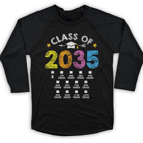 Class Of 2035 Grow With Me Checklist Graduation Baseball Raglan Shirt - Best Gift Smart