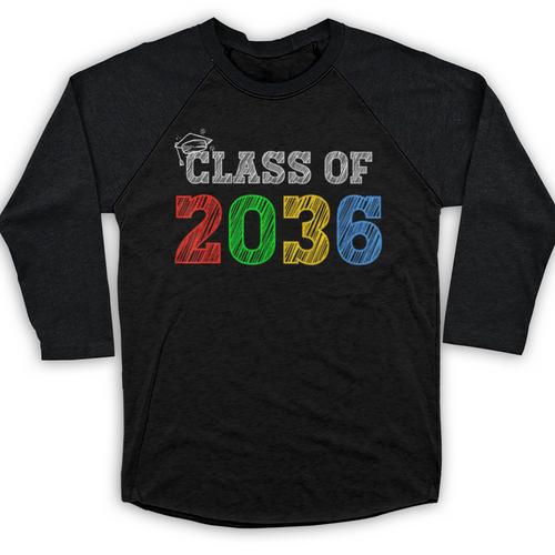 Class Of 2036 Grow With Me Graduation First Day Of School Baseball Raglan Shirt - Best Gift Smart