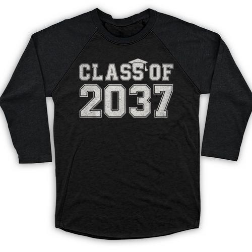Class Of 2037 Kindergarten To Graduation First Day Of School Baseball Raglan Shirt - Best Gift Smart