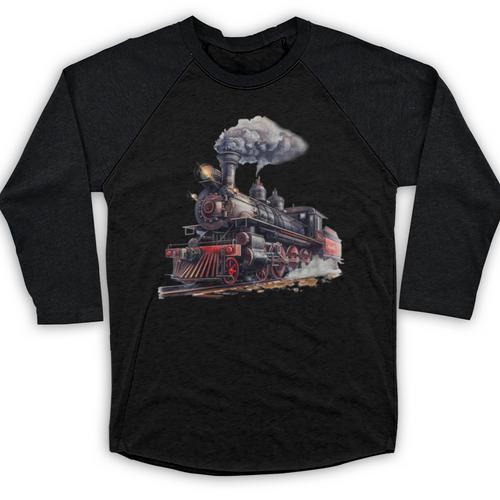 Classic Steam Train Enthusiasts Nostalgia For Train Lovers Baseball Raglan Shirt - Figerry