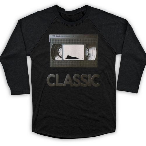 Classic VHS Tape Nostalgia Retro Baseball Raglan Shirt - Figerry