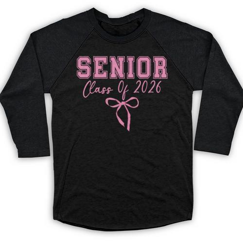 Coquette Senior 2026 Class Of 2026 Pink Bow Graduation 2026 Baseball Raglan Shirt - Best Gift Smart