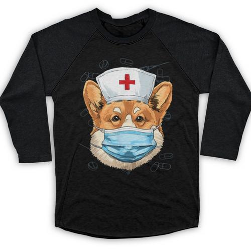 Corgi Dog Nurse RN Nursing School Graduation Baseball Raglan Shirt - Best Gift Smart