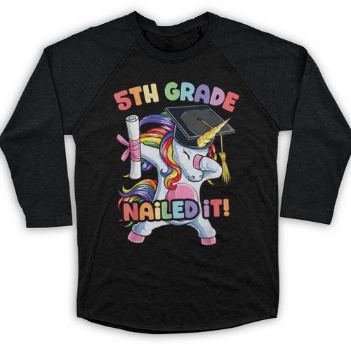 Dabbing 5th Grade Unicorn Graduation Class Of 2020 Nailed It Baseball Raglan Shirt - Best Gift Smart