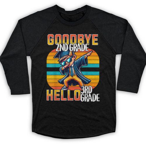 Dabbing Boy Goodbye 2nd Grade Hello 3rd Grade Graduation Baseball Raglan Shirt - Best Gift Smart