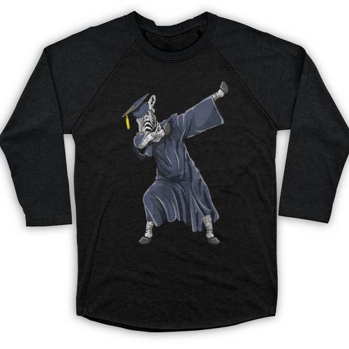 Dabbing Graduate Zebra Team Mascot Graduation Senior Shirt Baseball Raglan Shirt - Best Gift Smart