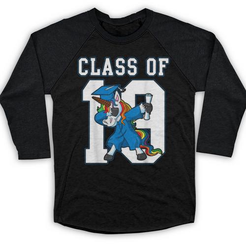 Dabbing Graduation Class Of 2019 Unicorn Shirt Baseball Raglan Shirt - Best Gift Smart