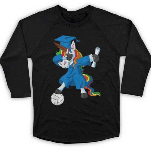 Dabbing Graduation Class 2023 Unicorn Volleyball Baseball Raglan Shirt - Best Gift Smart