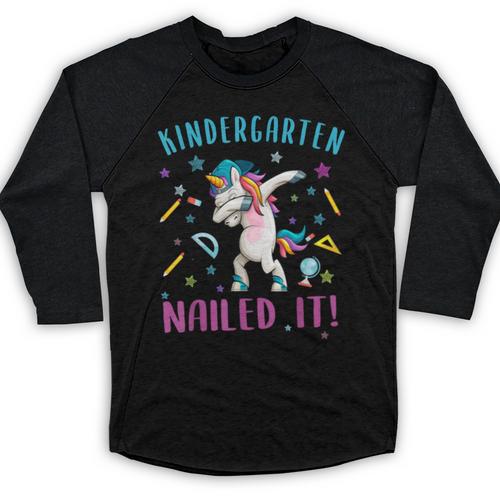 Dabbing Kindergarten Unicorn Graduation Class 2021 Nailed It Baseball Raglan Shirt - Best Gift Smart