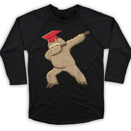 Dabbing Sloth School Graduation T Shirt For Kids Baseball Raglan Shirt - Best Gift Smart
