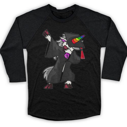 Dabbing Unicorn Cap And Gown Graduate 2021 Graduation Day Baseball Raglan Shirt - Best Gift Smart