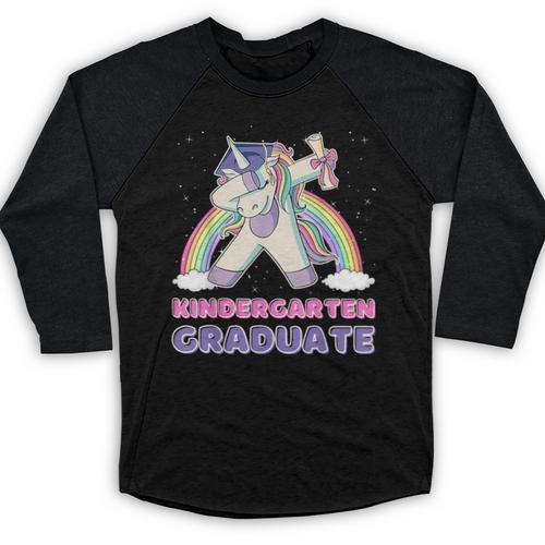Dabbing Unicorn Kindergarten Graduation Dab Dance Girl Baseball Raglan Shirt - Best Gift Smart