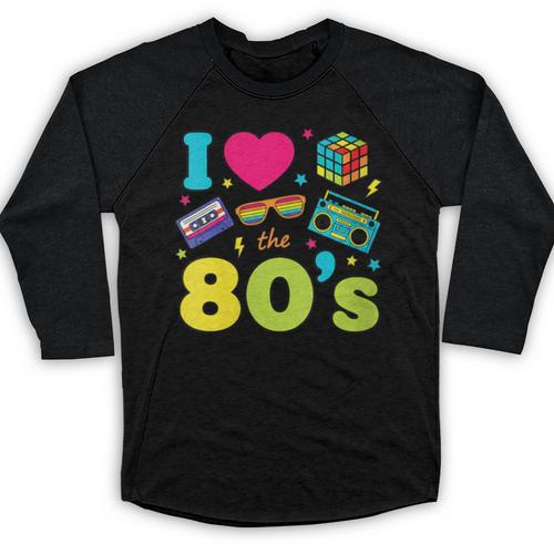Dad I Love The 80's Retro 80s Nostalgia For Dad Baseball Raglan Shirt - Figerry
