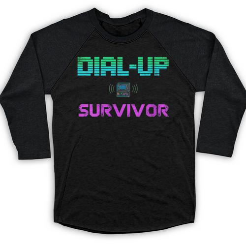 Dial Up Survivor Retro Modem Nostalgia Tech Top Baseball Raglan Shirt - Figerry
