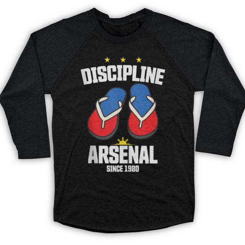 Discipline Arsenal Pinoy Nostalgia Filipino Tsinelas Baseball Raglan Shirt - Figerry
