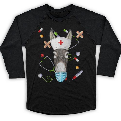 Donkey Nurse RN ER Nursing School Graduation Baseball Raglan Shirt - Best Gift Smart