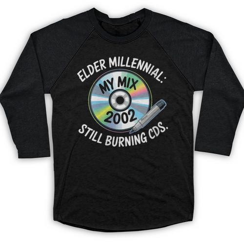 Elder Millennials Embracing 90s CDs Nostalgia Vibes Baseball Raglan Shirt - Figerry