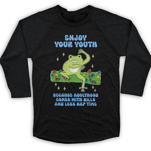 Enjoy Adulthood Comes With Bills Nostalgia Regret Baseball Raglan Shirt - Figerry