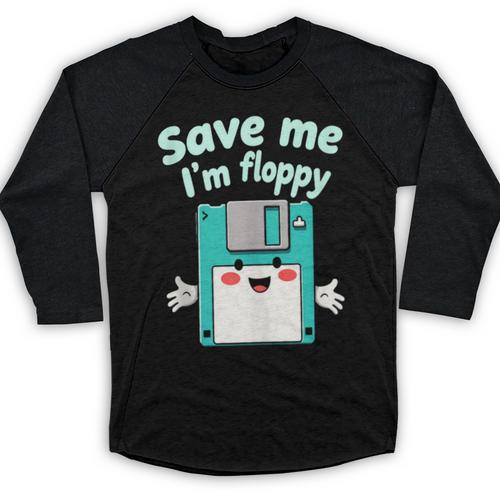Floppy Disk Retro Tech Nostalgia Old School Computing Humor Baseball Raglan Shirt - Figerry