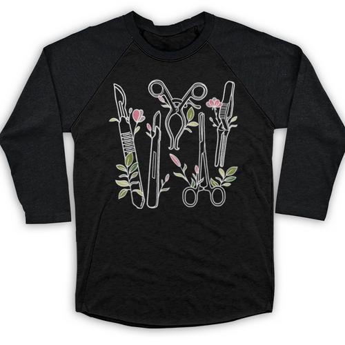 Floral Surgical Tech Surgery Medical Med School Graduation Baseball Raglan Shirt - Best Gift Smart