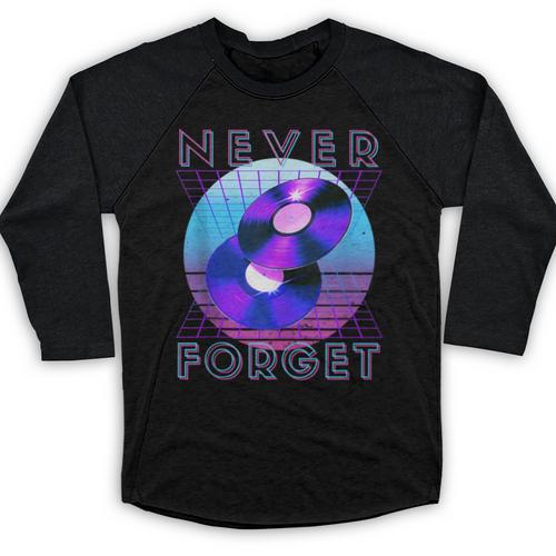 Never Forget Retro 80s 90s Nostalgia Baseball Raglan Shirt - Figerry