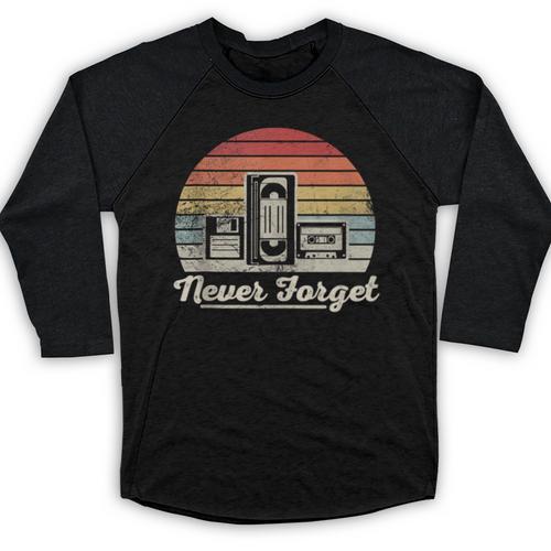 Never Forget Retro Nostalgia Vintage Cassette Baseball Raglan Shirt - Figerry