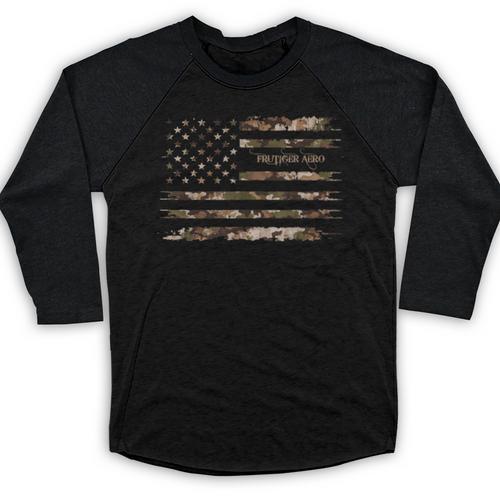 Frutiger Aero Aesthetic Retro Tech Camo Distressed American Baseball Raglan Shirt - Figerry