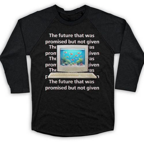 Frutiger Aero Aesthetic Tech The Future That Was Promised Baseball Raglan Shirt - Figerry