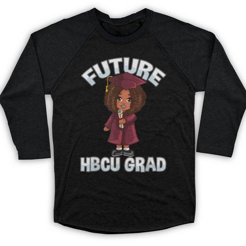 Future HBCU Grad Girl Wearing Graduation Gown Baseball Raglan Shirt - Best Gift Smart