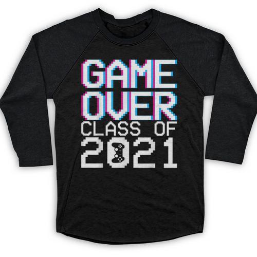 Game Over Class Of 2021 Video Games Graduation Gamer Baseball Raglan Shirt - Best Gift Smart