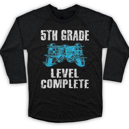 Gamer Graduation 5th Grade Level Complete Video Games Boys Baseball Raglan Shirt - Best Gift Smart