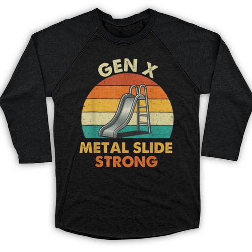 Gen X Slide Strong Generation X Gen Xer Nostalgia Baseball Raglan Shirt - Figerry