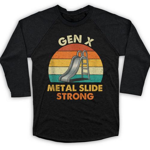 Gen X Slide Strong Generation X Gen Xer Nostalgia Baseball Raglan Shirt - Figerry
