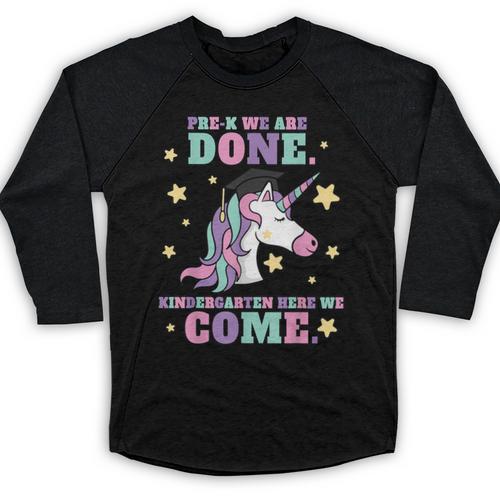 Girls Pre-K Graduation Magical Unicorn Baseball Raglan Shirt - Best Gift Smart