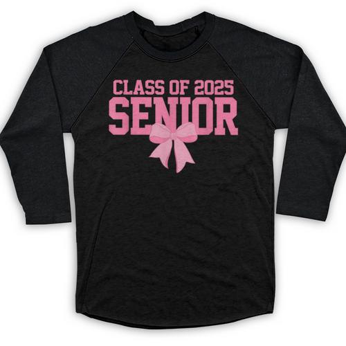 Graduate 2025 Class Of 2025 Senior Coquette Bow Graduation Baseball Raglan Shirt - Best Gift Smart