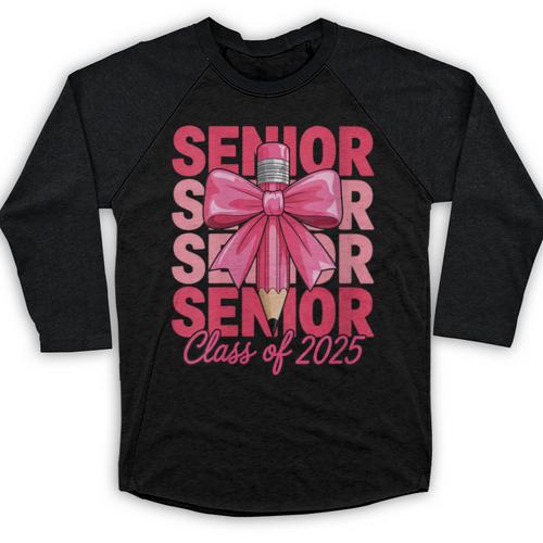Graduate 2025 For Senior 2025 Graduation Coquette Pink Bow Baseball Raglan Shirt - Best Gift Smart