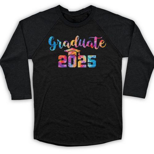 Graduate 2025 Tie Dye Graduation 2025 Class Of 2025 Senior Baseball Raglan Shirt - Best Gift Smart
