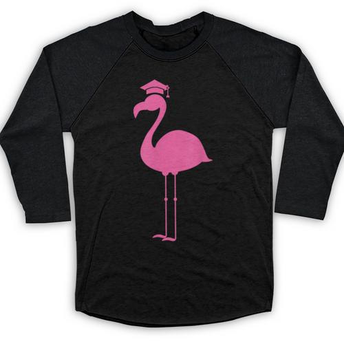 Graduate Cute Pink Flamingo Graduation Baseball Raglan Shirt - Best Gift Smart