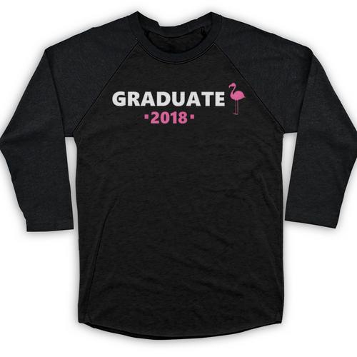 Graduate Flamingo 2018 Cute Graduation Baseball Raglan Shirt - Best Gift Smart