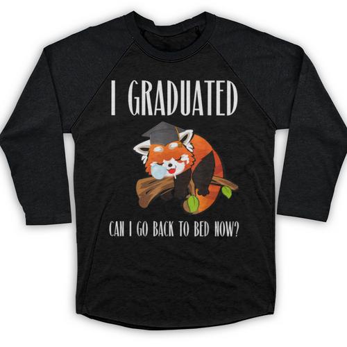 I Graduated Can I Go Back To Bed Sleepy Red Panda Graduation Baseball Raglan Shirt - Best Gift Smart