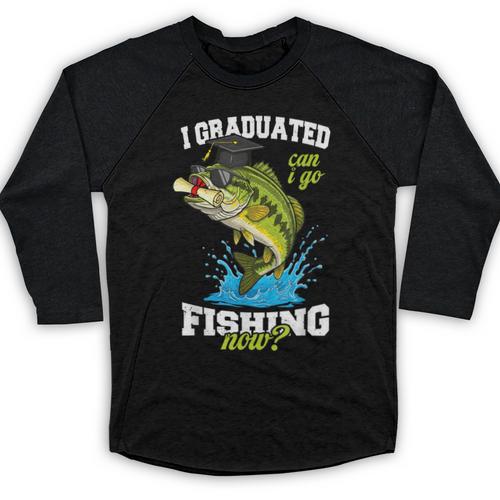 I Graduated Can I Go Fishing Now 2025 Graduation Fisher Baseball Raglan Shirt - Best Gift Smart