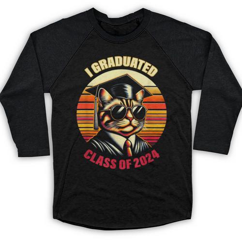 Graduation Day 2024 Graduate For School Degree College Cat Men Women Baseball Raglan Shirt - Best Gift Smart
