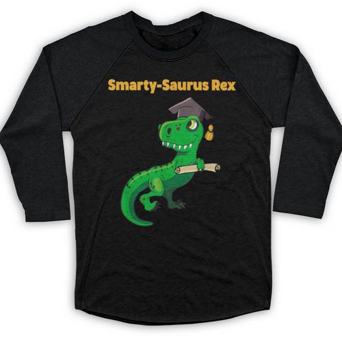 Graduation Dinosaur Smarty Saurus Rex Diploma Dinosaur Baseball Raglan Shirt - Best Gift Smart