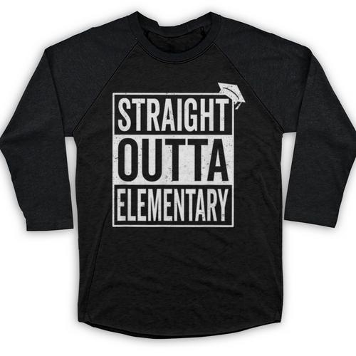Graduation Shirt Straight Outta Elementary Baseball Raglan Shirt - Best Gift Smart