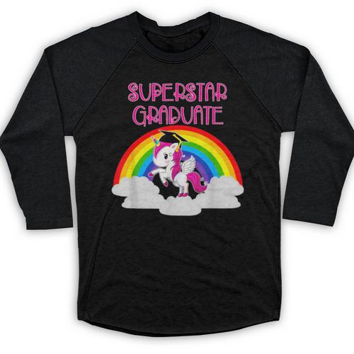 Graduation Unicorn Superstar Magical Colorful Rainbow Tshirt Baseball Raglan Shirt - Best Gift Smart